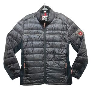 Alp N Rock Down Puffer Jacket Mens Size 4 Black Full Zip Embroidered Insulated